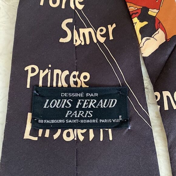 Vintage Louis Feraud Rare 1970’s Art Nouveau Print 100% Silk Tie - Picture 5 of 7